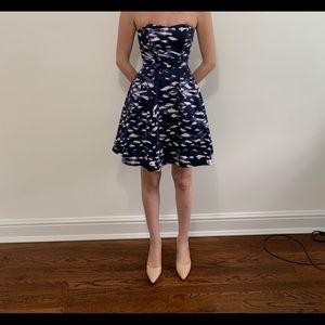 Purple, Blue and White Strapless Dress